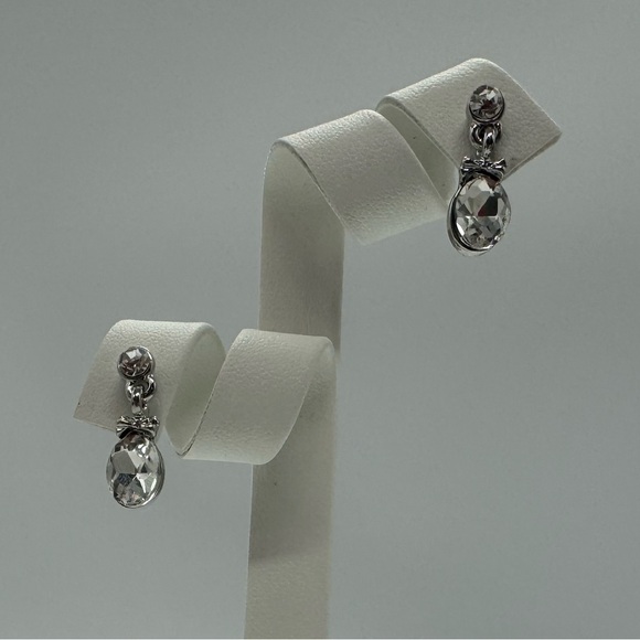 Crystal Post Drop Earrings Made with Swarovski Crystals in Silver - Picture 2 of 7